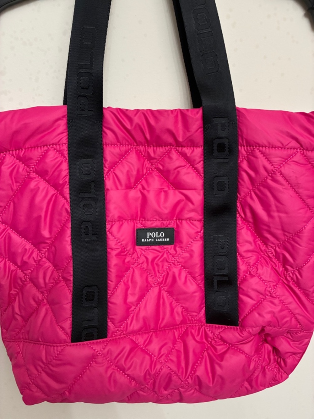 Polo by Ralph Lauren Fuchsia Quilted Tote with Black Logo Straps
